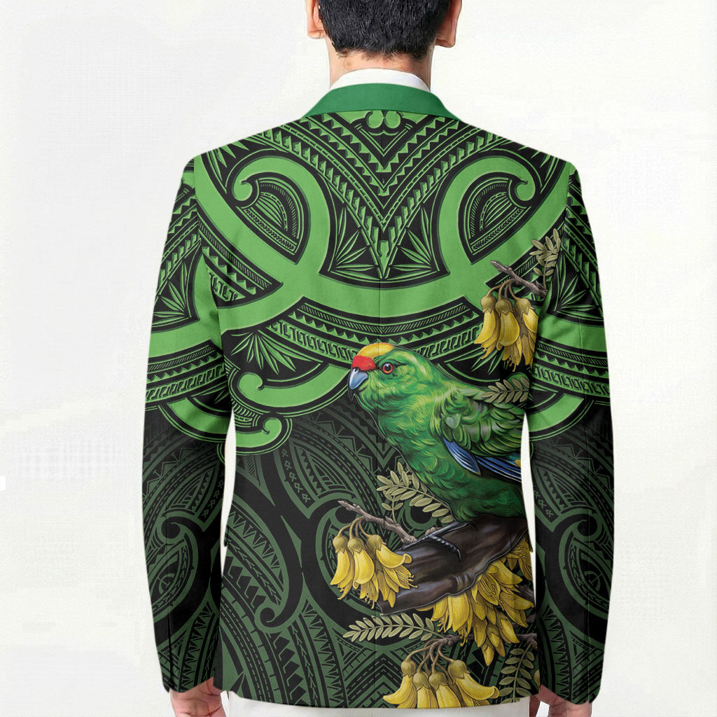 New Zealand Parakeet Bird Blazer Maori Kakariki Kowhai Maori Pattern