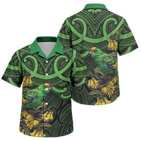 New Zealand Parakeet Bird Family Matching Long Sleeve Bodycon Dress and Hawaiian Shirt Maori Kakariki Kowhai Maori Pattern