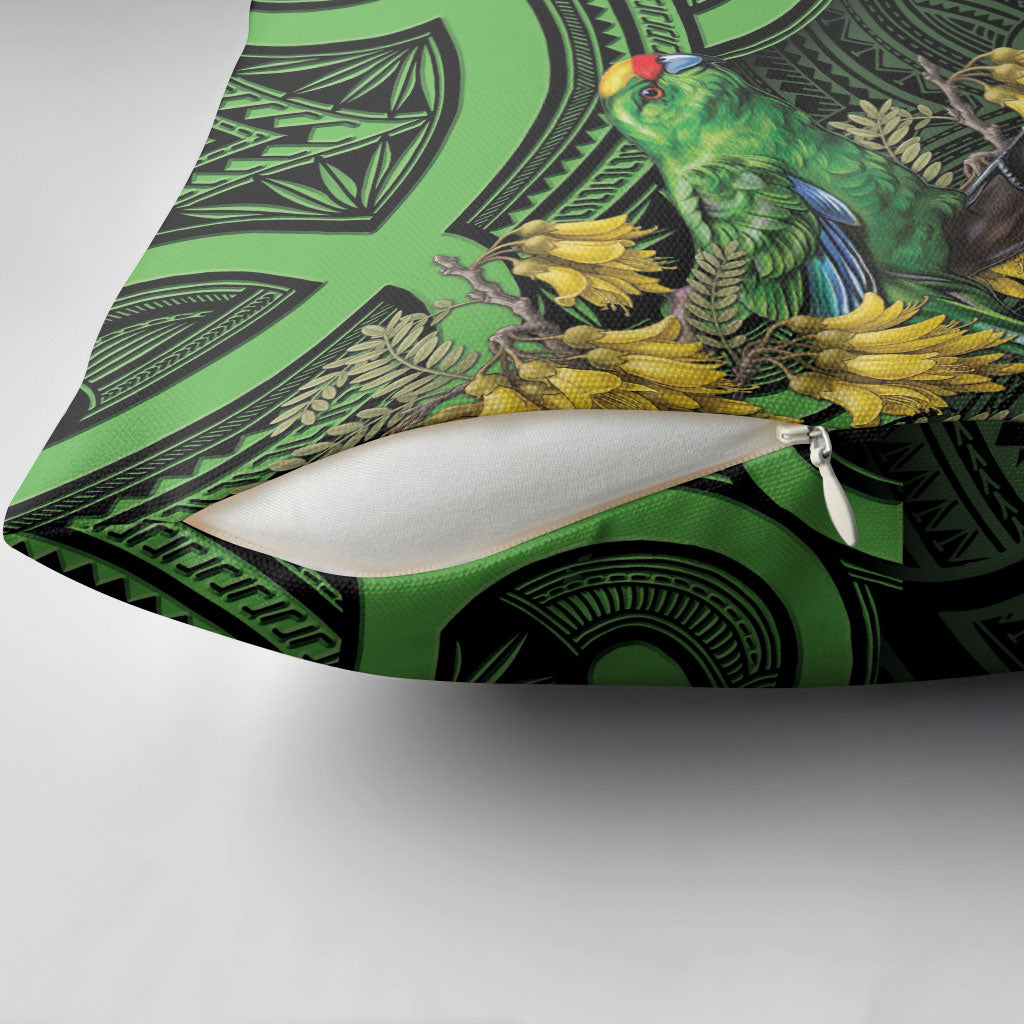 New Zealand Parakeet Bird Pillow Cover Maori Kakariki Kowhai Maori Pattern
