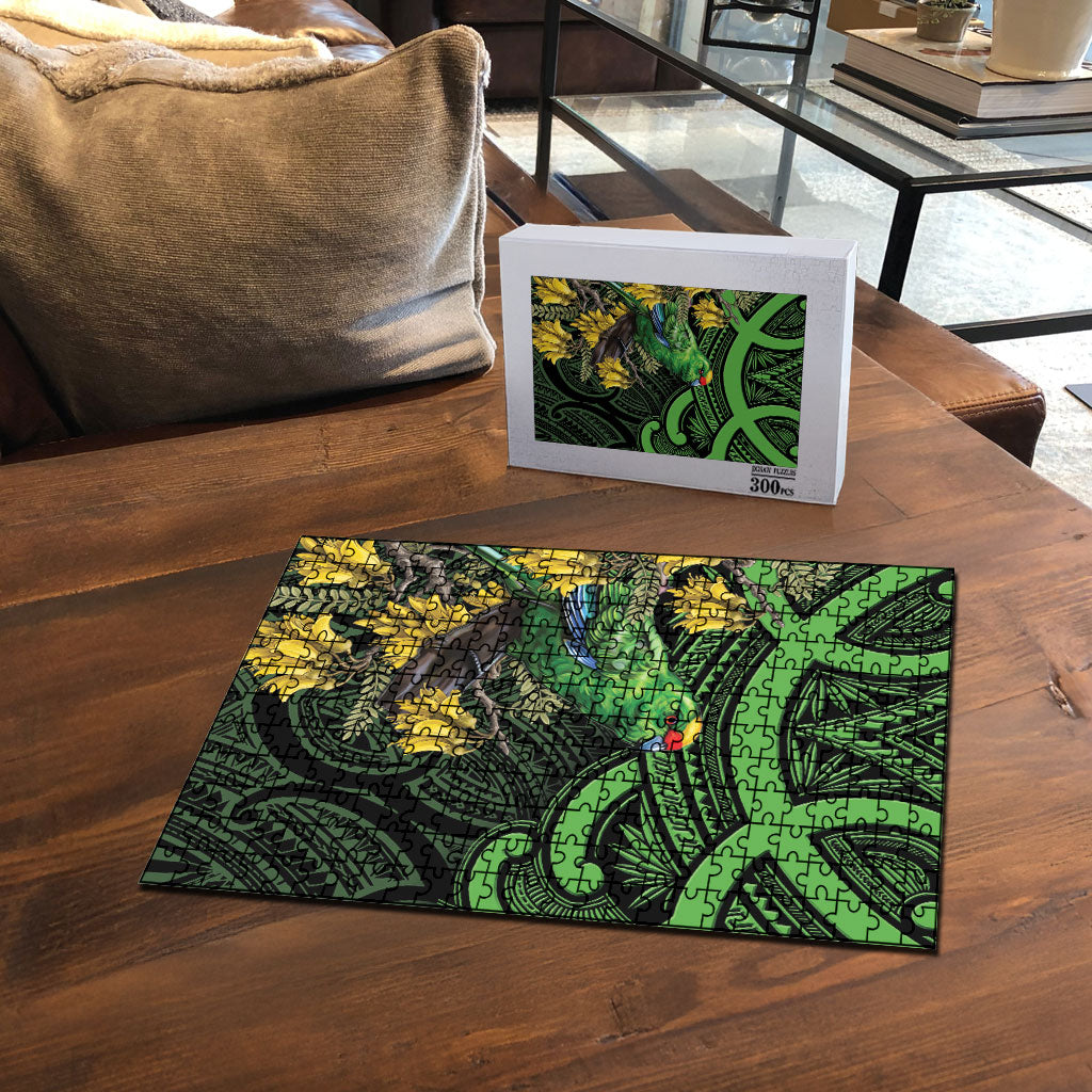 New Zealand Parakeet Bird Puzzle Maori Kakariki Kowhai Maori Pattern