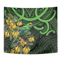 New Zealand Parakeet Bird Tapestry Maori Kakariki Kowhai Maori Pattern