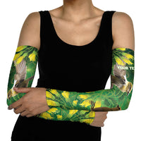 Bellbird New Zealand Personalised Arm Sleeves Kowhai Flower Maori Pattern