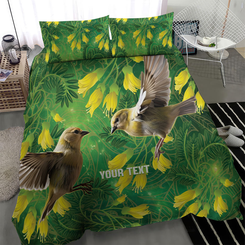 Bellbird New Zealand Personalised Bedding Set Kowhai Flower Maori Pattern
