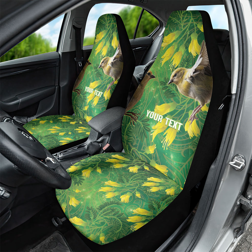 Bellbird New Zealand Personalised Car Seat Cover Kowhai Flower Maori Pattern