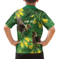 Bellbird New Zealand Personalised Family Matching Mermaid Dress and Hawaiian Shirt Kowhai Flower Maori Pattern LT22 - Polynesian Pride