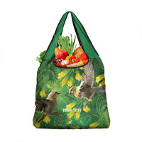Bellbird New Zealand Personalised Grocery Bag Kowhai Flower Maori Pattern LT22 1-pack One Size Green - Polynesian Pride