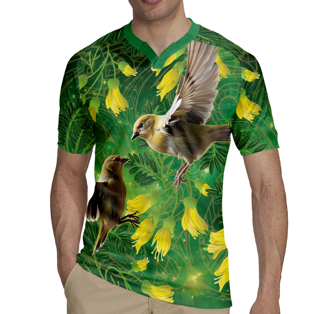 Bellbird New Zealand Personalised Rugby Jersey Kowhai Flower Maori Pattern LT22 - Polynesian Pride