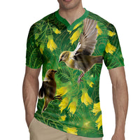Bellbird New Zealand Personalised Rugby Jersey Kowhai Flower Maori Pattern LT22 - Polynesian Pride