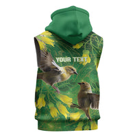 Bellbird New Zealand Personalised Sleeveless Zip Hoodie Kowhai Flower Maori Pattern LT22 - Polynesian Pride