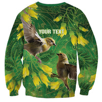 Bellbird New Zealand Personalised Sweatshirt Kowhai Flower Maori Pattern