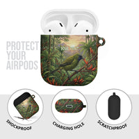 Bellbird New Zealand Personalised AirPods Case Korimako Harakeke Flower Native Forest