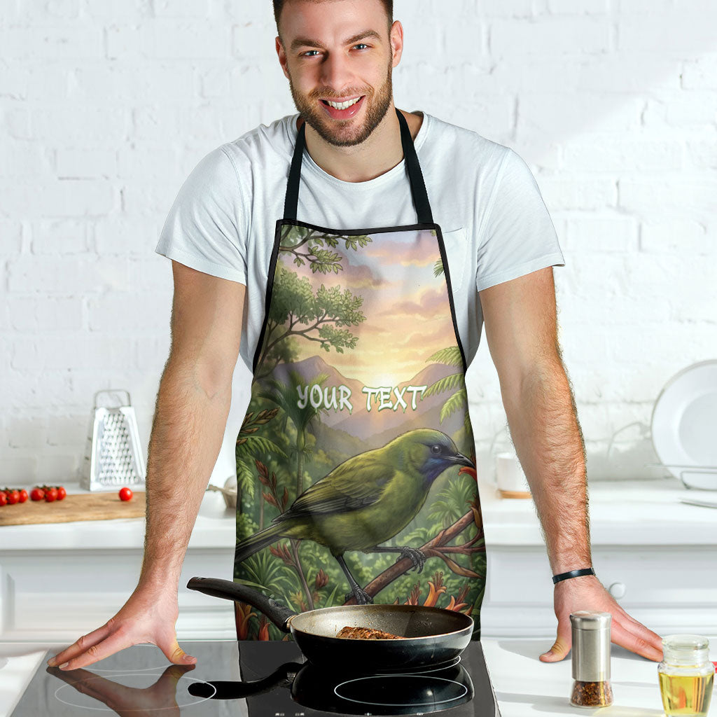 Bellbird New Zealand Personalised Apron Korimako Harakeke Flower Native Forest LT22 - Polynesian Pride