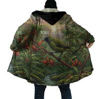 Bellbird New Zealand Personalised Cloak Korimako Harakeke Flower Native Forest LT22 - Polynesian Pride