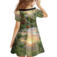 Bellbird New Zealand Personalised Family Matching Puletasi and Hawaiian Shirt Korimako Harakeke Flower Native Forest