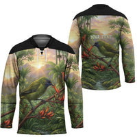 Bellbird New Zealand Personalised Hockey Jersey Korimako Harakeke Flower Native Forest LT22 - Polynesian Pride