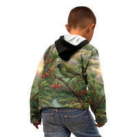 Bellbird New Zealand Personalised Kid Hoodie Korimako Harakeke Flower Native Forest LT22 - Polynesian Pride
