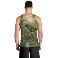 Bellbird New Zealand Personalised Men Tank Top Korimako Harakeke Flower Native Forest