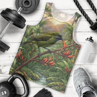 Bellbird New Zealand Personalised Men Tank Top Korimako Harakeke Flower Native Forest