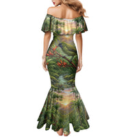 Bellbird New Zealand Personalised Mermaid Dress Korimako Harakeke Flower Native Forest
