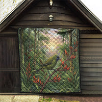 Bellbird New Zealand Personalised Quilt Korimako Harakeke Flower Native Forest