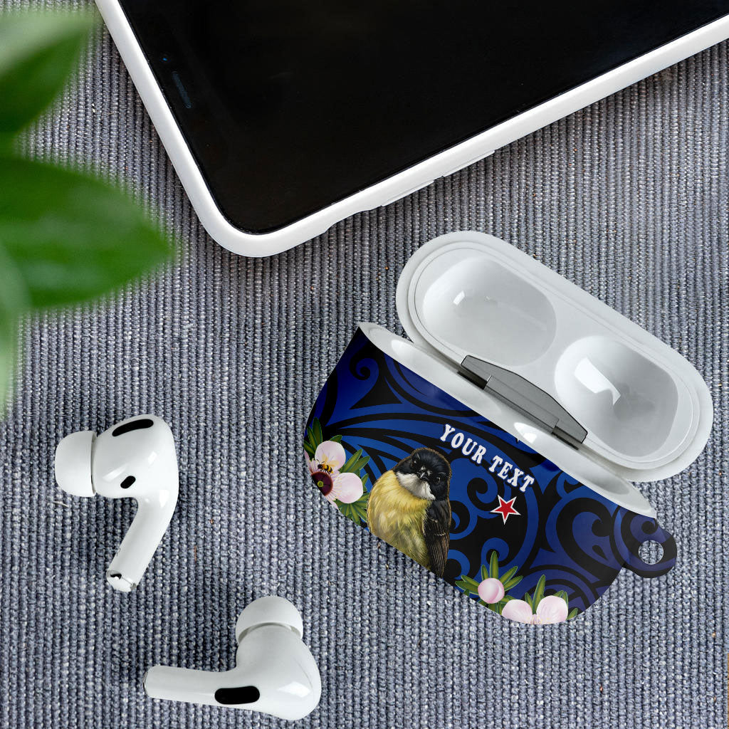 Tomtit New Zealand Personalised AirPods Case Miromiro Manuka Flower Maori Pattern LT22 - Polynesian Pride