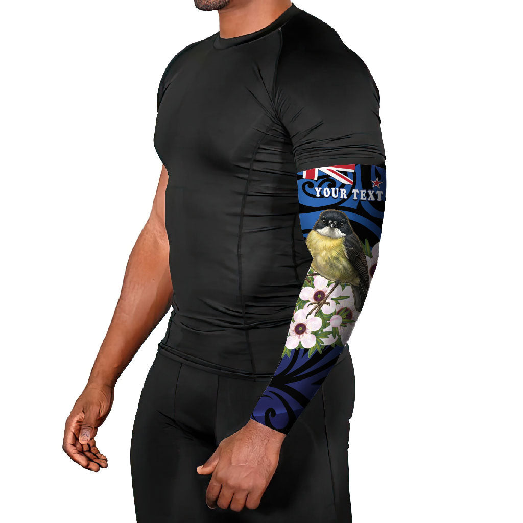 Tomtit New Zealand Personalised Arm Sleeves Miromiro Manuka Flower Maori Pattern LT22 - Polynesian Pride