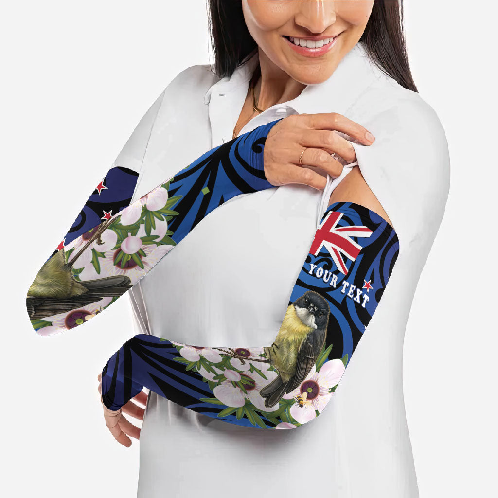 Tomtit New Zealand Personalised Arm Sleeves Miromiro Manuka Flower Maori Pattern LT22 - Polynesian Pride