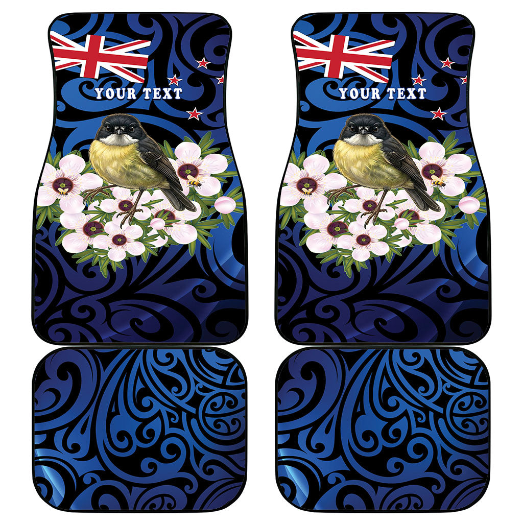 Tomtit New Zealand Personalised Car Mats Miromiro Manuka Flower Maori Pattern LT22 - Polynesian Pride