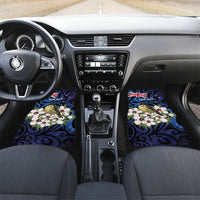 Tomtit New Zealand Personalised Car Mats Miromiro Manuka Flower Maori Pattern LT22 Set 2pcs - Front Blue - Polynesian Pride