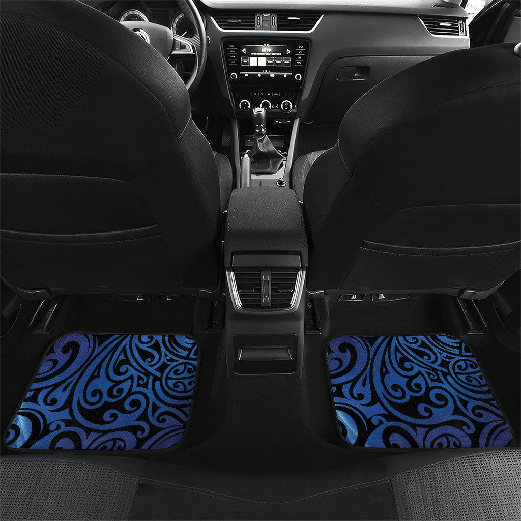 Tomtit New Zealand Personalised Car Mats Miromiro Manuka Flower Maori Pattern LT22 Set 2pcs - Back Blue - Polynesian Pride