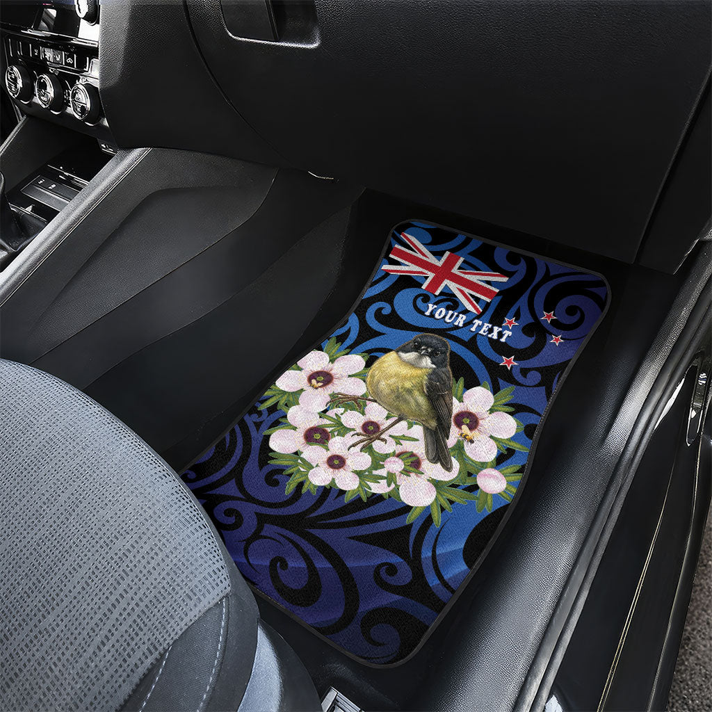 Tomtit New Zealand Personalised Car Mats Miromiro Manuka Flower Maori Pattern LT22 - Polynesian Pride