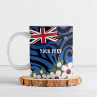 Tomtit New Zealand Personalised Ceramic Mug Miromiro Manuka Flower Maori Pattern