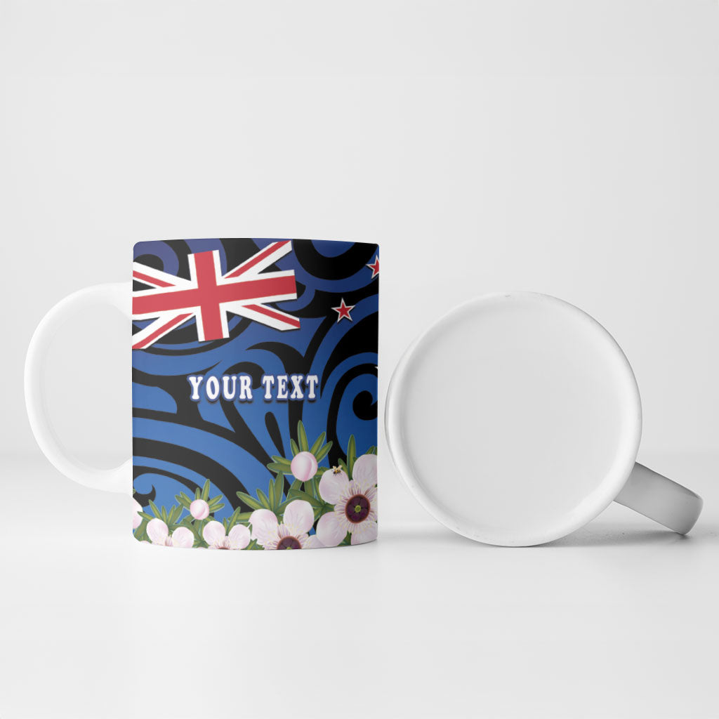 Tomtit New Zealand Personalised Ceramic Mug Miromiro Manuka Flower Maori Pattern