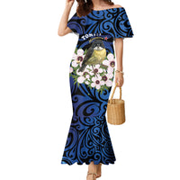 Tomtit New Zealand Personalised Family Matching Mermaid Dress and Hawaiian Shirt Miromiro Manuka Flower Maori Pattern