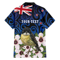 Tomtit New Zealand Personalised Family Matching Off Shoulder Maxi Dress and Hawaiian Shirt Miromiro Manuka Flower Maori Pattern