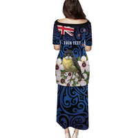 Tomtit New Zealand Personalised Family Matching Puletasi and Hawaiian Shirt Miromiro Manuka Flower Maori Pattern