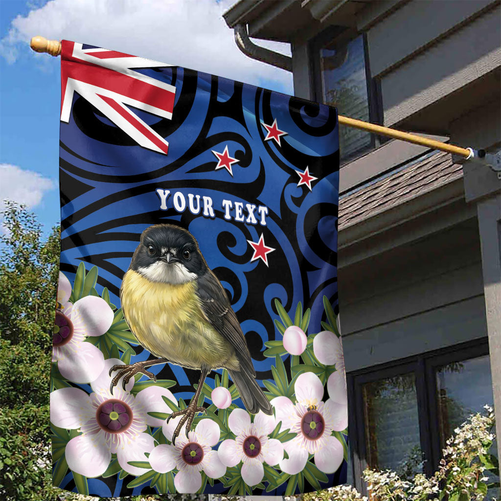 Tomtit New Zealand Personalised Garden Flag Miromiro Manuka Flower Maori Pattern LT22 - Polynesian Pride