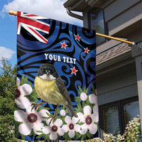 Tomtit New Zealand Personalised Garden Flag Miromiro Manuka Flower Maori Pattern LT22 - Polynesian Pride