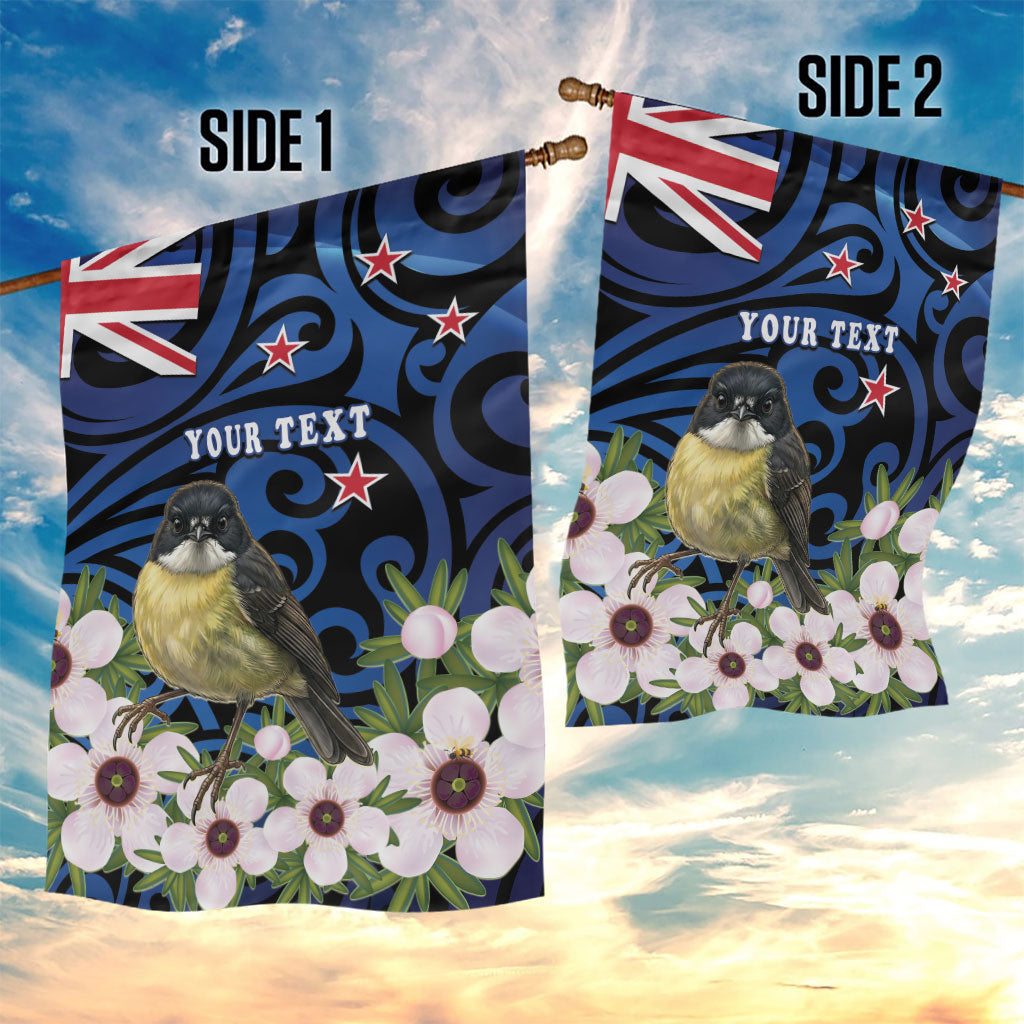 Tomtit New Zealand Personalised Garden Flag Miromiro Manuka Flower Maori Pattern LT22 - Polynesian Pride