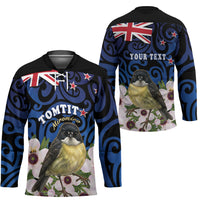 Tomtit New Zealand Personalised Hockey Jersey Miromiro Manuka Flower Maori Pattern