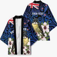 Tomtit New Zealand Personalised Kimono Miromiro Manuka Flower Maori Pattern