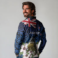 Tomtit New Zealand Personalised Long Sleeve Polo Shirt Miromiro Manuka Flower Maori Pattern LT22 - Polynesian Pride