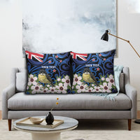 Tomtit New Zealand Personalised Pillow Cover Miromiro Manuka Flower Maori Pattern LT22 - Polynesian Pride