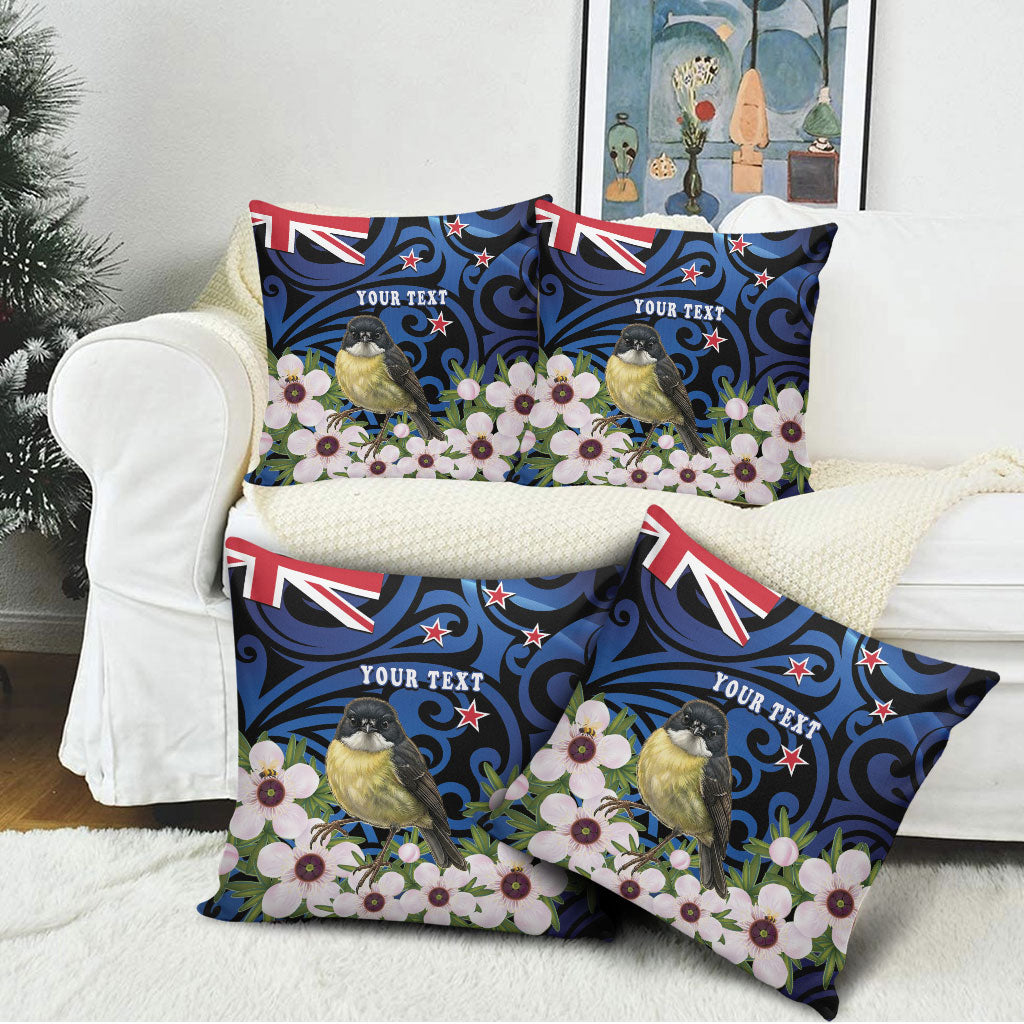 Tomtit New Zealand Personalised Pillow Cover Miromiro Manuka Flower Maori Pattern LT22 - Polynesian Pride