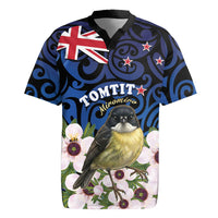 Tomtit New Zealand Personalised Rugby Jersey Miromiro Manuka Flower Maori Pattern LT22 Blue - Polynesian Pride