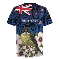 Tomtit New Zealand Personalised Rugby Jersey Miromiro Manuka Flower Maori Pattern LT22 - Polynesian Pride