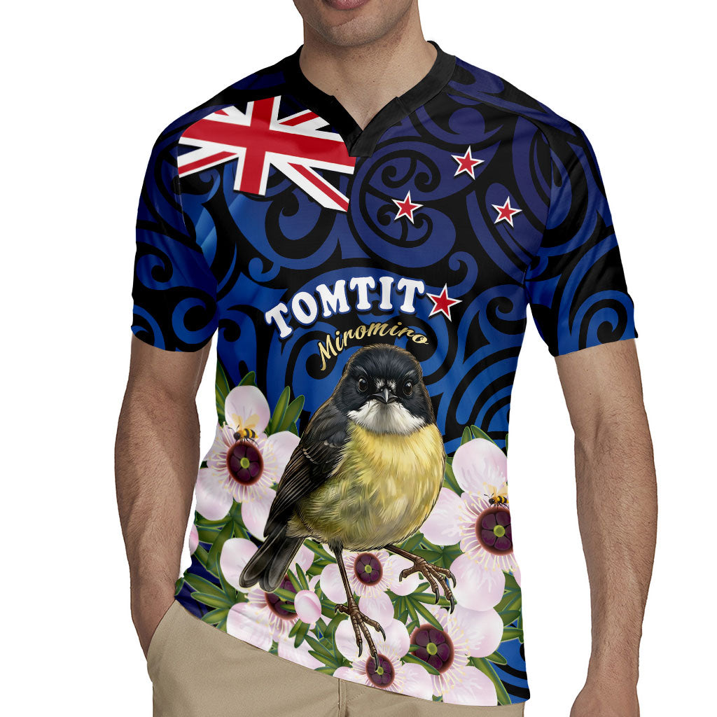 Tomtit New Zealand Personalised Rugby Jersey Miromiro Manuka Flower Maori Pattern LT22 - Polynesian Pride