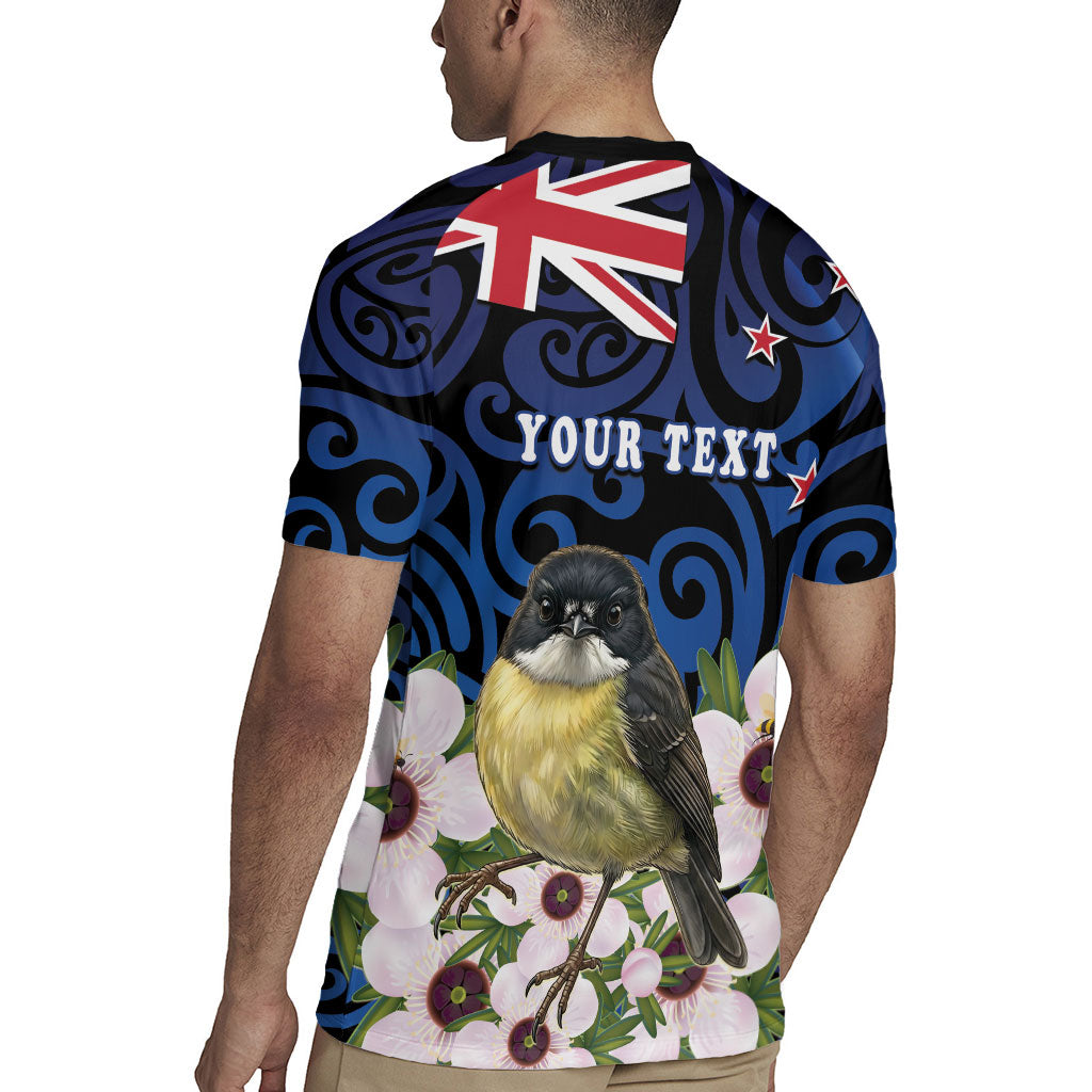 Tomtit New Zealand Personalised Rugby Jersey Miromiro Manuka Flower Maori Pattern LT22 - Polynesian Pride