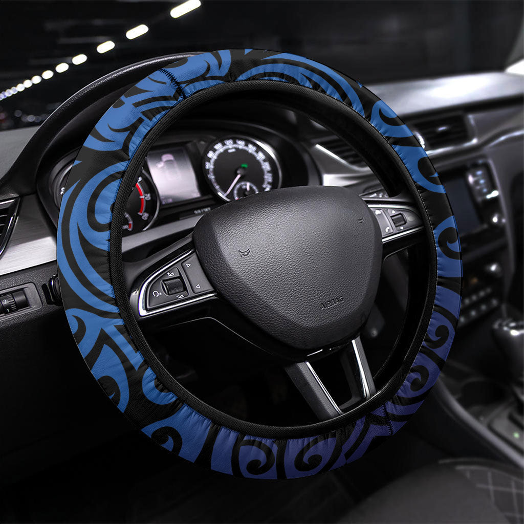 Tomtit New Zealand Steering Wheel Cover Miromiro Manuka Flower Maori Pattern