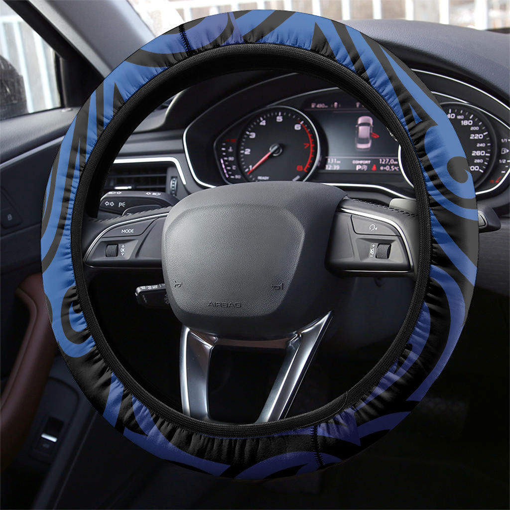 Tomtit New Zealand Steering Wheel Cover Miromiro Manuka Flower Maori Pattern